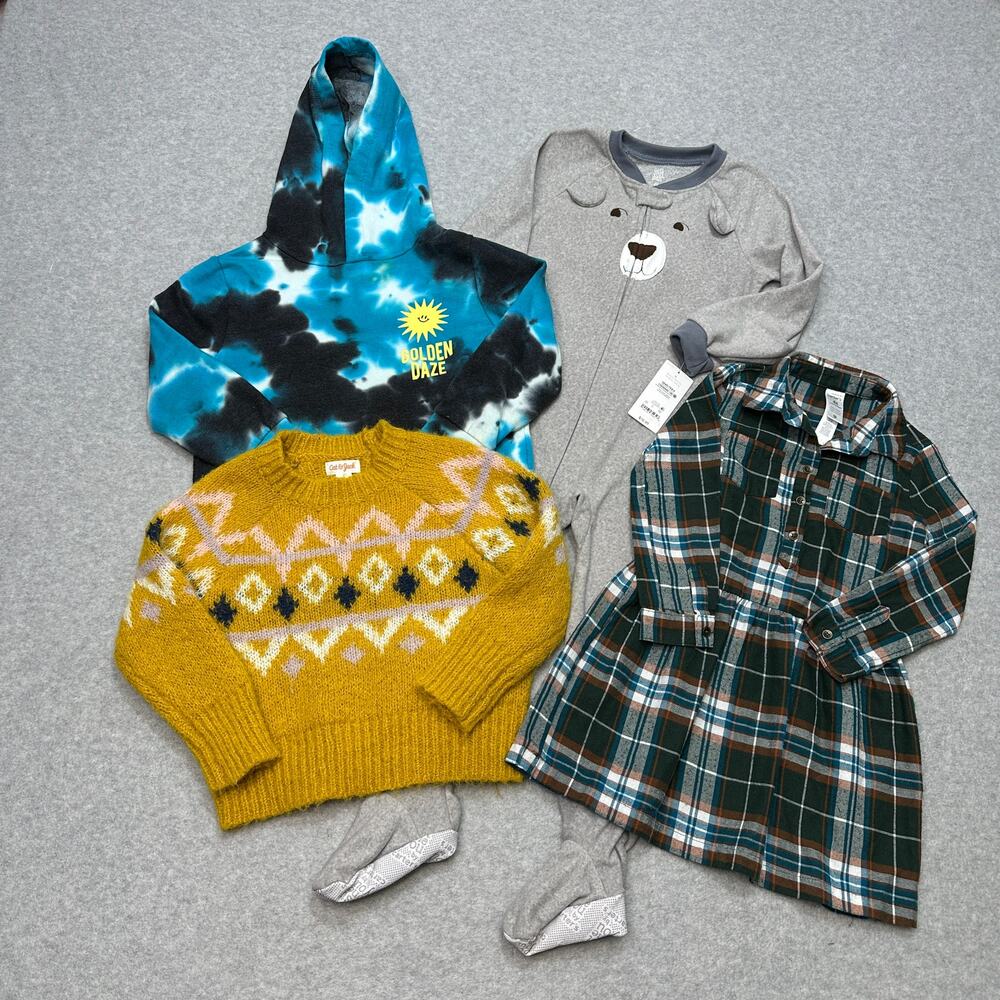 Outerwear Bundle of 4 Girls 4T Frogsuit Dress Sweater Hoodie Fleece Multicolor